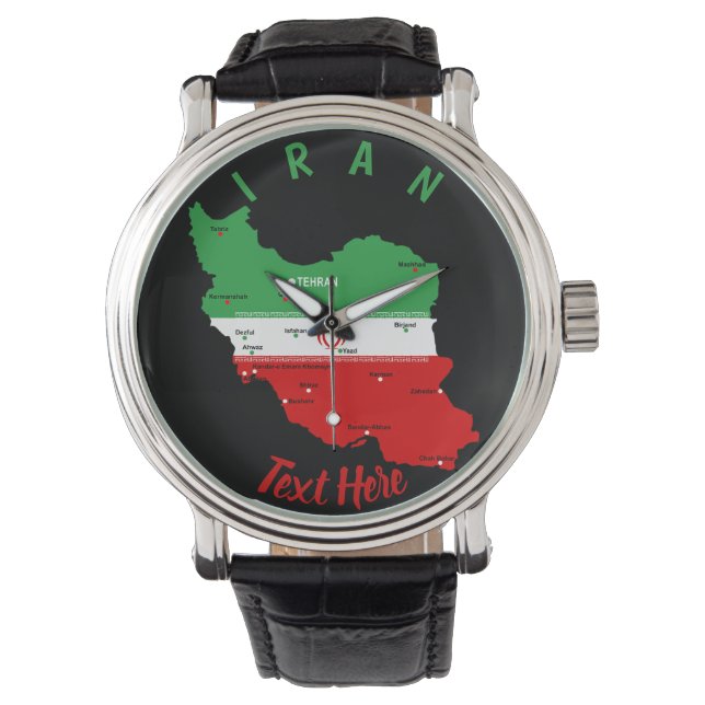 Iran Map with Flag and Emblem Watch (Front)