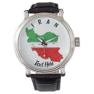 Iran Map with Flag and Emblem Watch