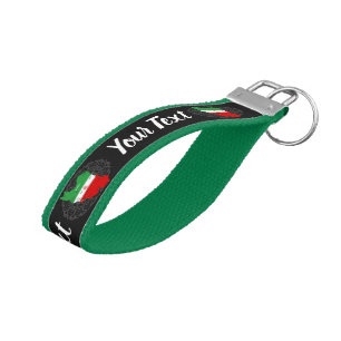 Iran Map with Flag and Emblem Wrist Keychain