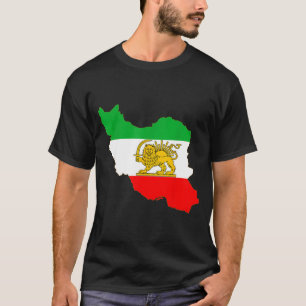 Iran map with lion and sun emblem, persian flag T-Shirt