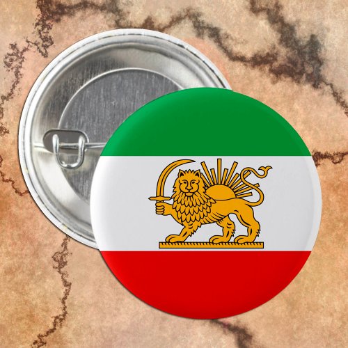 Iran Persian flag with Lion Shah of Iran Button