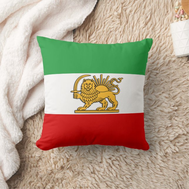 Iran, Persian flag with Lion, Shah of Iran / Home Throw Pillow (Blanket)