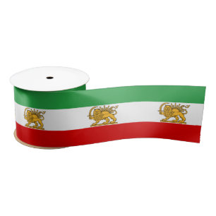 Iran, Persian flag with Lion, Shah of Iran / Large Satin Ribbon