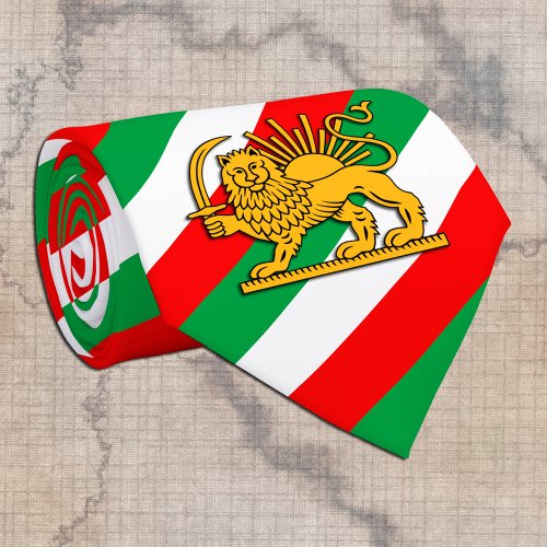 Iran Persian flag with Lion Shah of Iran Neck Tie