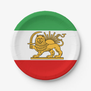 Iran, Persian flag with Lion, Shah of Iran Paper Plates