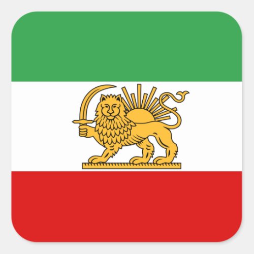 Iran Persian flag with Lion Shah of Iran Square Sticker