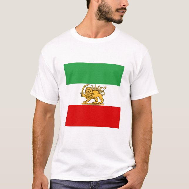 Iran, Persian flag with Lion, Shah of Iran T-Shirt (Front)