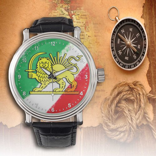 Iran Persian flag with Lion Shah of Iran Watch