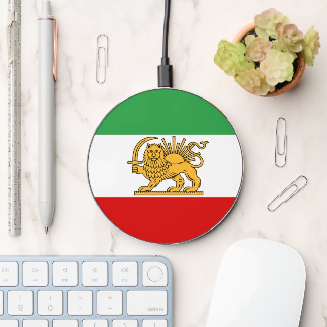 Iran, Persian flag with Lion, Shah of Iran Wireless Charger (Desk)