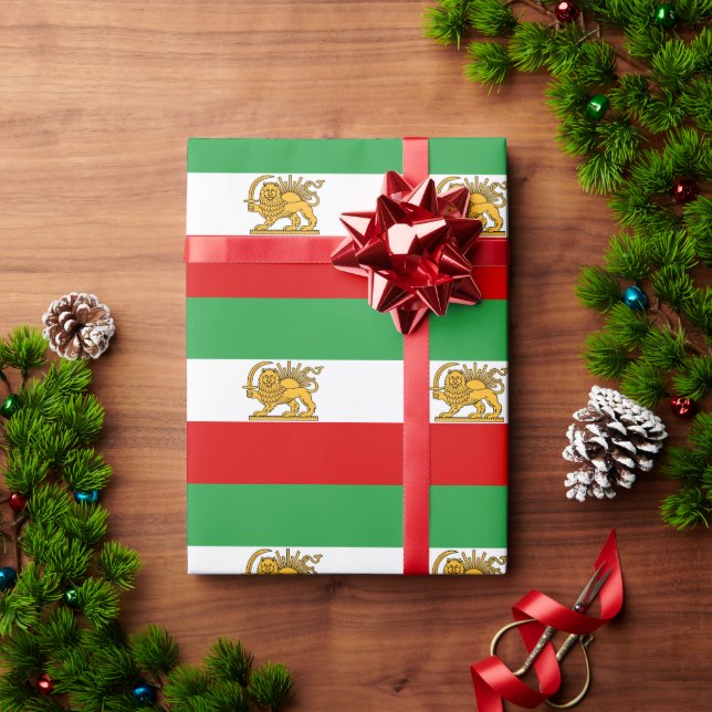 Iran, Persian flag with Lion, Shah of Iran Wrapping Paper (Holiday Gift)