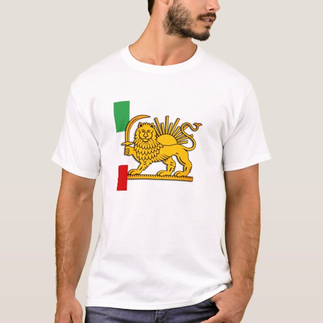 Iran, Persian Lion & flag, Shah of Iran T-Shirt (Front)