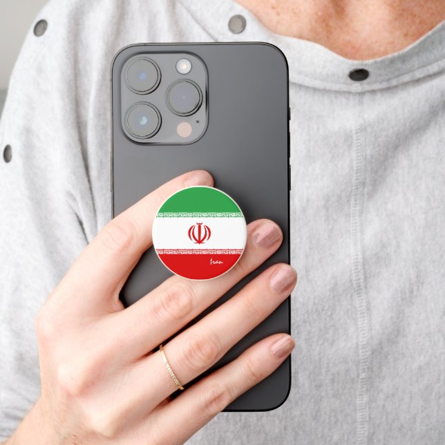Iran phone grip, patriotic Iranian Flag PopSocket (Hand)