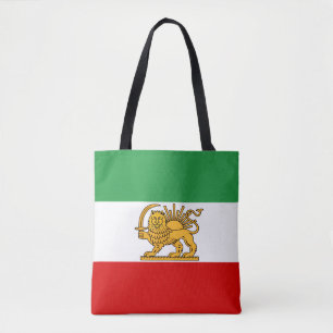 Iran Pin, Persian flag with Lion, Shah of Iran Tote Bag