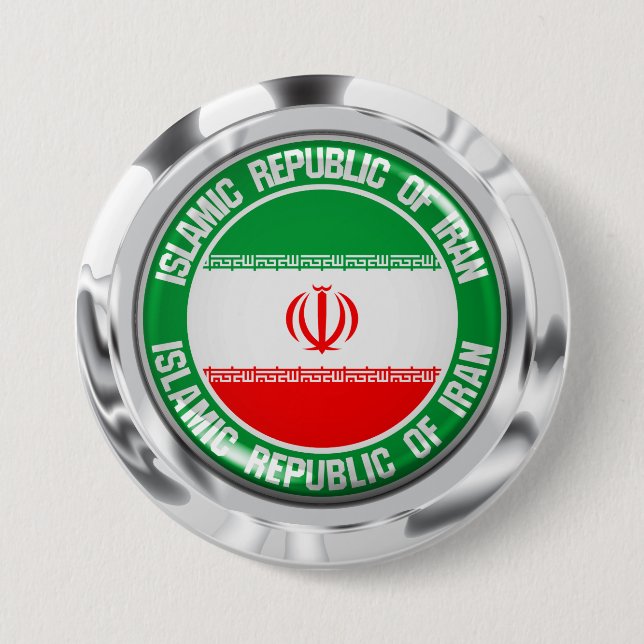 Iran Round Emblem Button (Front)