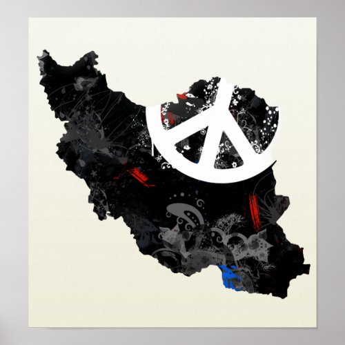 Iran Trendy Peace Sign with Irani map