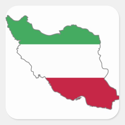Iran Tricolor Flag Map Square Sticker