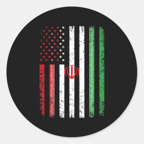 Iran USA Flag for 4th July American Iranian Flag  Classic Round Sticker