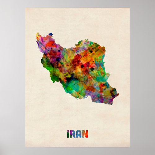 Iran Watercolor Map Poster