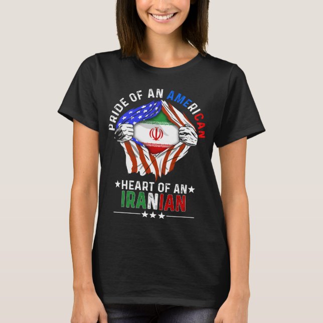 Iranian American Foreign Country Iran Flag T-Shirt (Front)