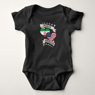 Iranian American Heart Flags Iran America Baby Bodysuit