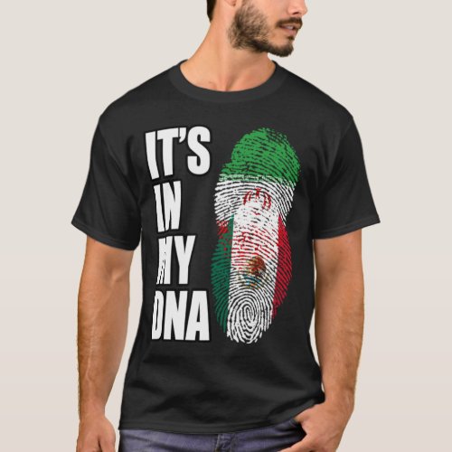 Iranian And Mexican Mix Heritage DNA Flag T_Shirt