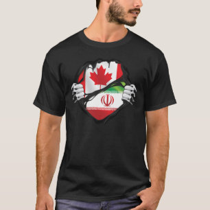 Iranian Canadian Hands Ripped Roots Flag T-Shirt