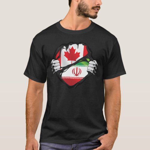 Iranian Canadian Hands Ripped Roots Flag T_Shirt