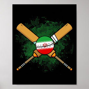 Iranian Cricket Racket And Ll Flag Of Iran Poster