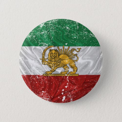 Iranian Flag Grunge with Lion Button