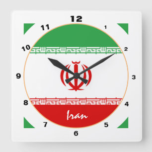 Iranian Flag, Iran patriotic Home / design Square Wall Clock