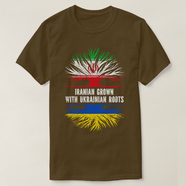 Iranian Grown with Ukrainian Roots Flag T-Shirt (Design Front)