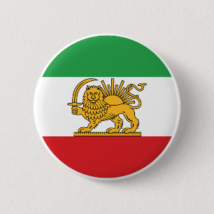 Iranian Lion and Sun Historic Flag Emblem Button