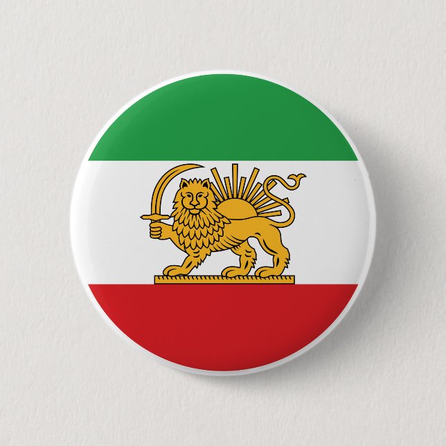 Iranian Lion and Sun Historic Flag Emblem Button (Front)