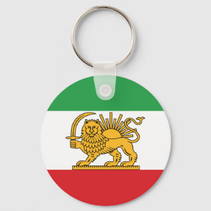 Iranian Lion and Sun Historic Flag Emblem Keychain