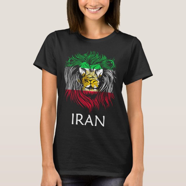Iranian Lion Head Flag Iran T-Shirt (Front)