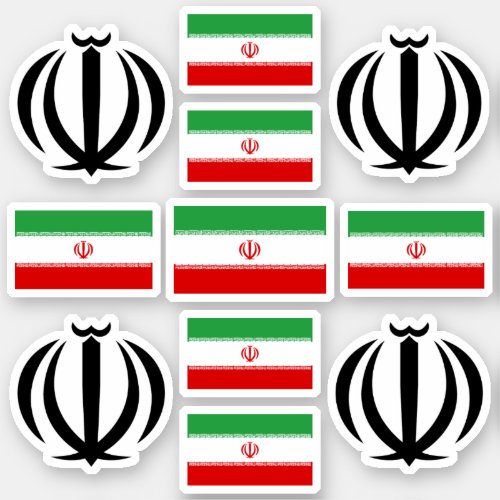 Iranian national symbols emblem and flag sticker
