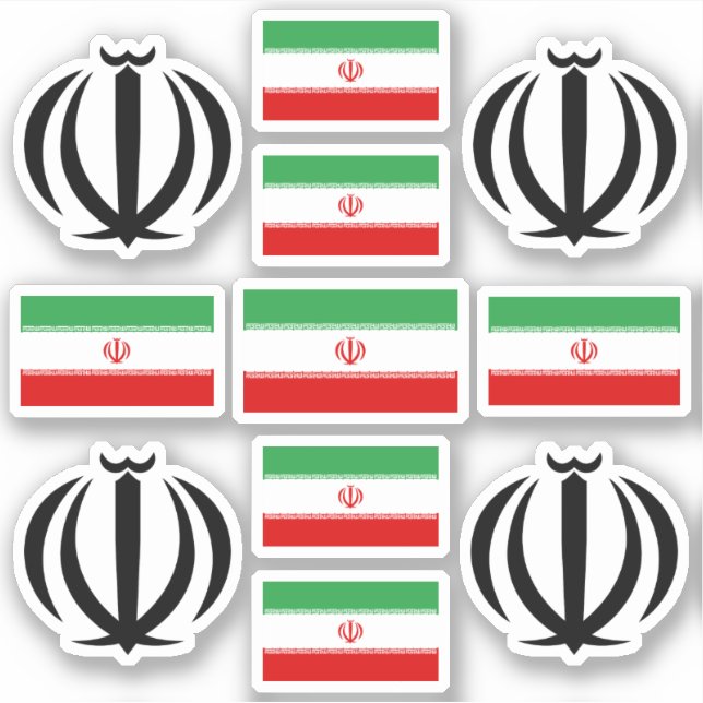 Iranian national symbols /emblem and flag sticker (Front)