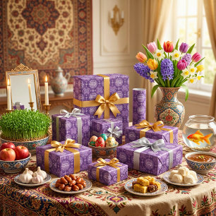 Iranian New Year Nowruz Birthday Party Event Gifts Wrapping Paper
