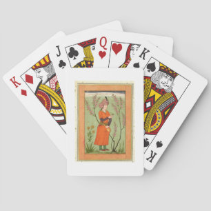 Iranian princely figure holding a cup and flask, c poker cards