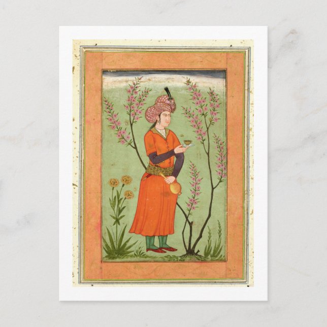 Iranian princely figure holding a cup and flask, c postcard (Front)