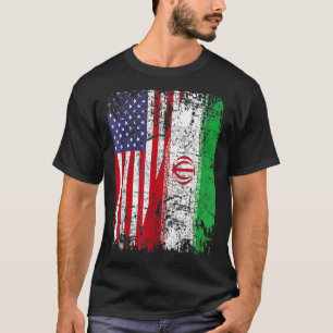 IRANIAN ROOTS Half American Flag IRAN FLAG T-Shirt