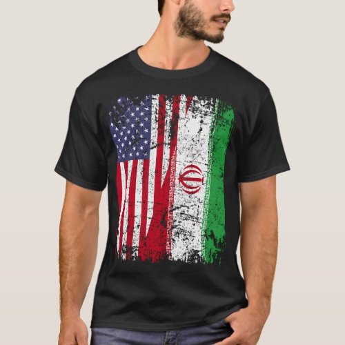 Iranian Roots Half American Flag Usa Iran Flag T_Shirt