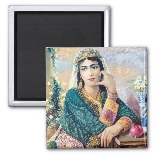 Iranian Woman Folk painting in detail Magnet