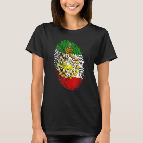 Irans Flag with Pahlavi Crown and fingerprint T_Shirt