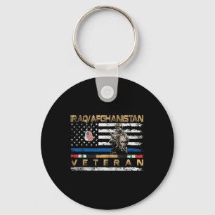 Iraq Afghanistan Veteran Vintage Flag Patriotic Me Keychain