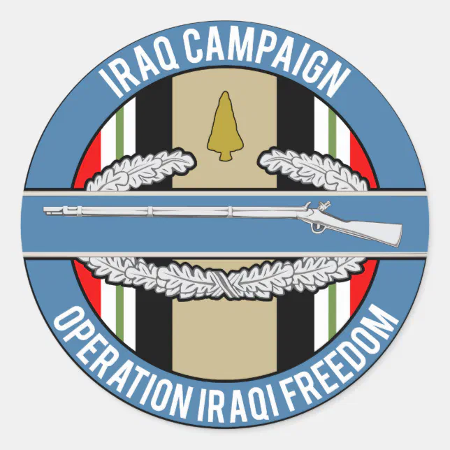 Iraq Campaign CIB Classic Round Sticker | Zazzle
