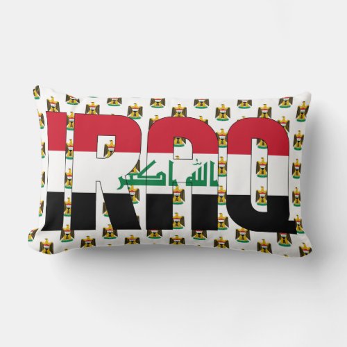 Iraq Flag and Coat of Arms Patriotic Lumbar Pillow