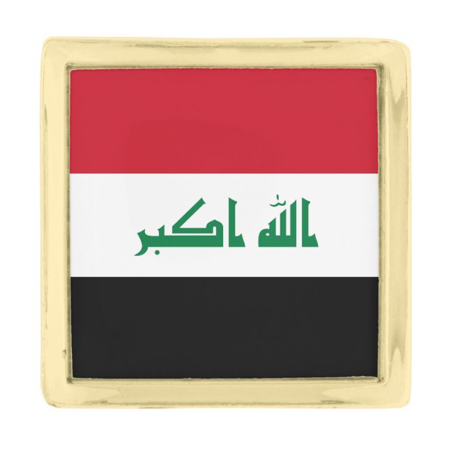 Iraq Flag Gold Finish Lapel Pin (Front)