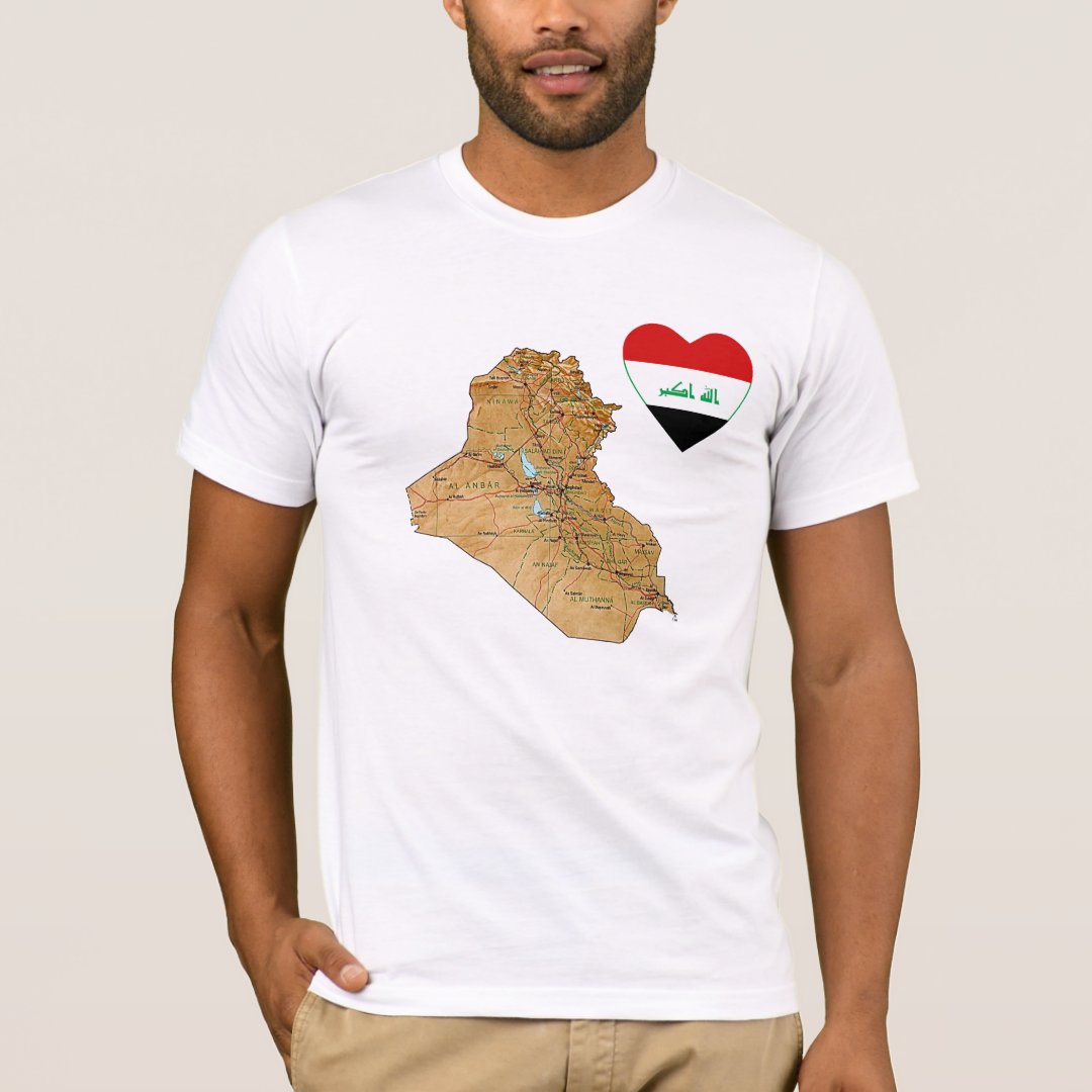 Iraq Flag Heart and Map T-Shirt | Zazzle