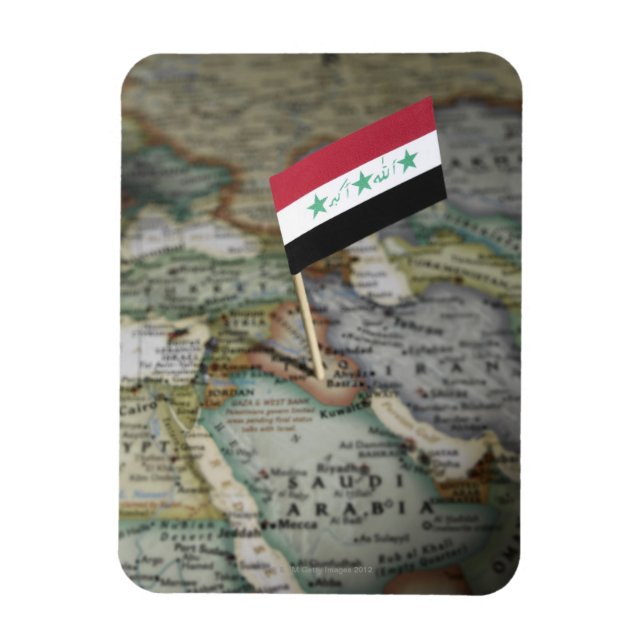 Iraq flag in map magnet (Vertical)